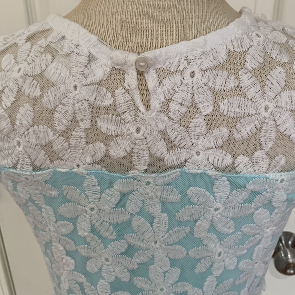 Turquoise and white girls dress size 14 - Picture 3 of 5